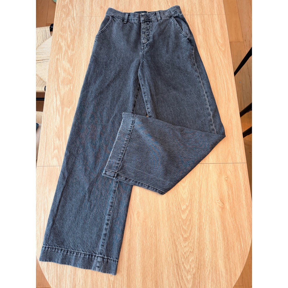 Madewell Black Washed Super Wide Leg Jeans